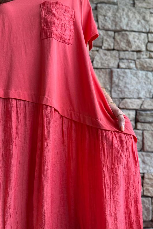 Tasha Damask T Shirt Maxi Dress Watermelon